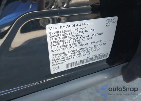 2022 Audi Q4 E-Tron Premium Plus 50 Quattro из США, поврежденный, VIN WA1H2BFZ9NP014423